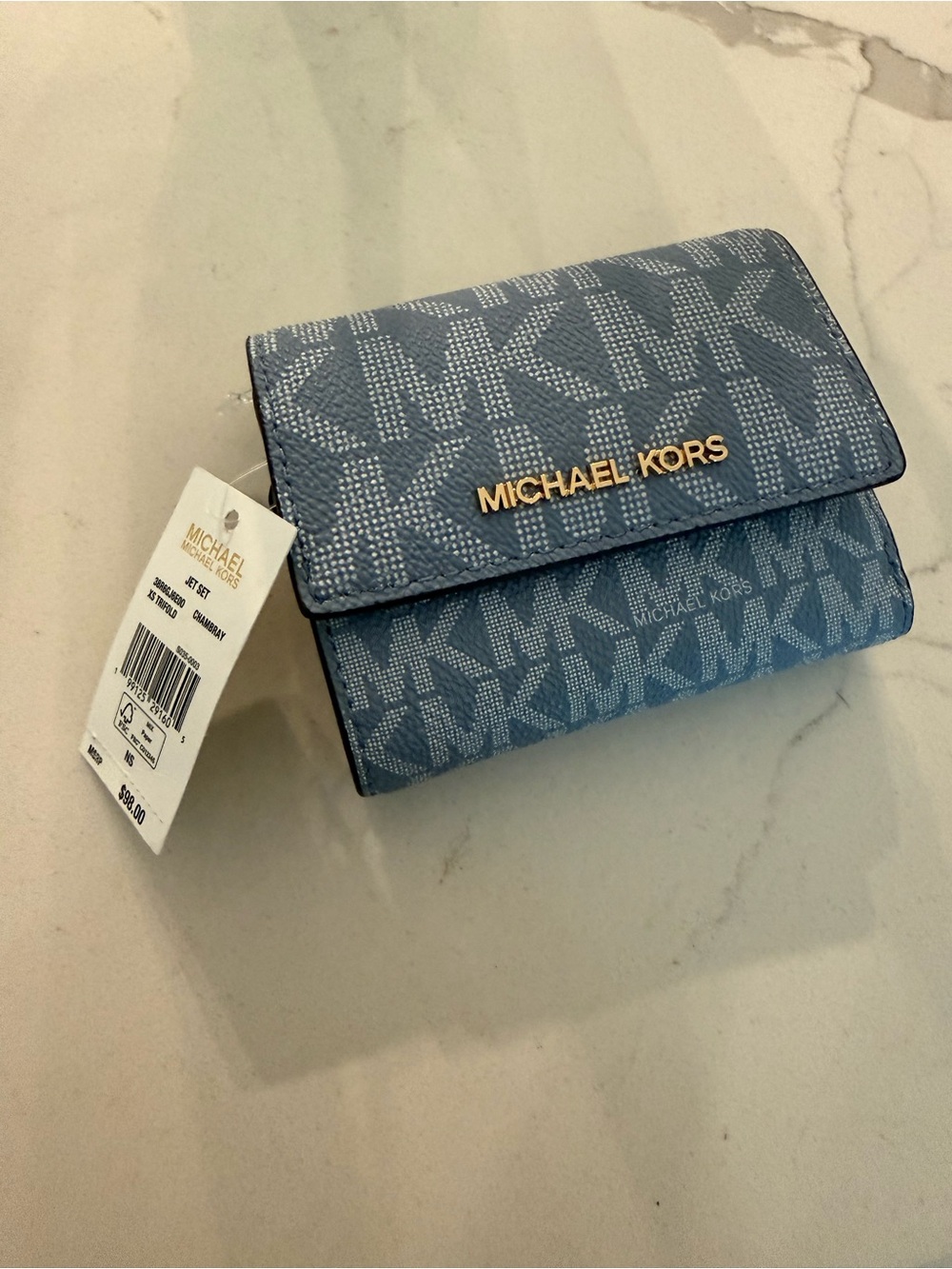 Michael Kors Chambray Jet Set Trifold Wallet in Blue